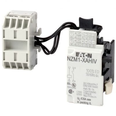 NZM1-XAHIV110-130AC/DC Wyzwalacz wzrostowy ze stykiem 1Z HIV 110-130V AC/DC z listwą zaciskową 259780 EATON (259780)