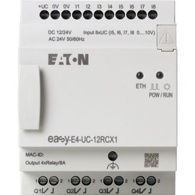EASY-E4-UC-12RCX1 easyE4 12-24VDC 24VAC 8DI(4AI) 4DO-R bez wyświetlacza 197212 EATON (197212)