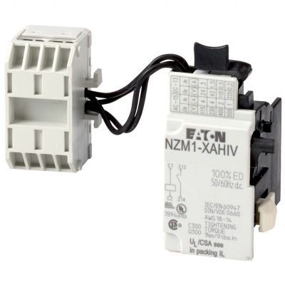 NZM1-XAHIV24AC/DC Wyzwalacz wzrostowy ze stykiem 1Z HIV 24V AC/DC z listwą zaciskową 259774 EATON (259774)