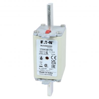 FUSE 315A 690V aR DIN 1 HSDNH Wkładka szybka 315A 690V aR DIN 1 podwójny wskaźnik 170M3817D EATON (170M3817D)