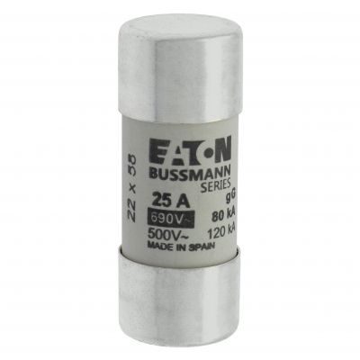 CYLINDRICAL FUSE 22 x 58 25A GG 690V AC Wkładka cylindryczna 22 x 58mm 25A GG 690V AC C22G25 EATON (C22G25)