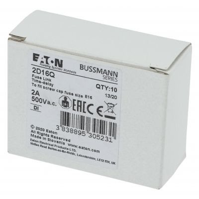 FUSE 2A DI/E16 500VAC DZ Wkładka DI 2A 500VAC DZ E16 2D16Q EATON (2D16Q)