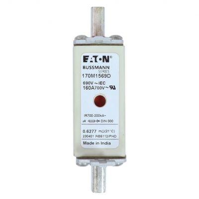 FUSE 160A 690V aR DIN 000 HSDNH Wkładka szybka 160A 690V aR DIN 000 podwójny wskaźnik 170M1569D EATON (170M1569D)