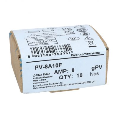 8AMP 1000VDC SOLAR FERRULE 10 X 38MM 8A 1000Vdc wkładka cylindryczna 10x38 do PV PV-8A10F EATON (PV-8A10F)