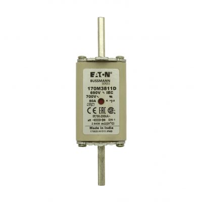 FUSE 80A 690V aR DIN 1 HSDNH Wkładka szybka 80A 690V aR DIN 1 podwójny wskaźnik 170M3811D EATON (170M3811D)