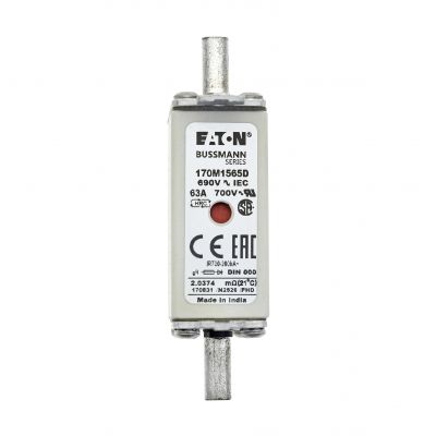 FUSE 63A 690V gR DIN 000 HSDNH Wkładka szybka 63A 690V gR DIN 000 podwójny wskaźnik 170M1565D EATON (170M1565D)