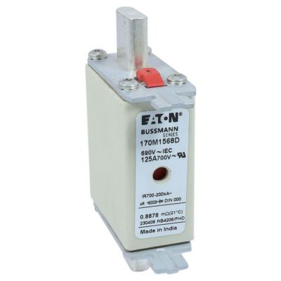 FUSE 125A 690V aR DIN 000 HSDNH Wkładka szybka 125A 690V aR DIN 000 podwójny wskaźnik 170M1568D EATON (170M1568D)