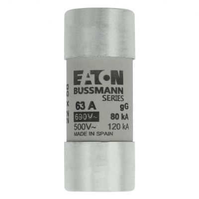 CYLINDRICAL FUSE 22 x 58 63A GG 690V AC Wkładka cylindryczna 22 x 58mm 63A GG 690V AC C22G63 EATON (C22G63)