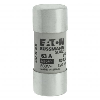 CYLINDRICAL FUSE 22 x 58 63A GG 690V AC Wkładka cylindryczna 22 x 58mm 63A GG 690V AC C22G63 EATON (C22G63)