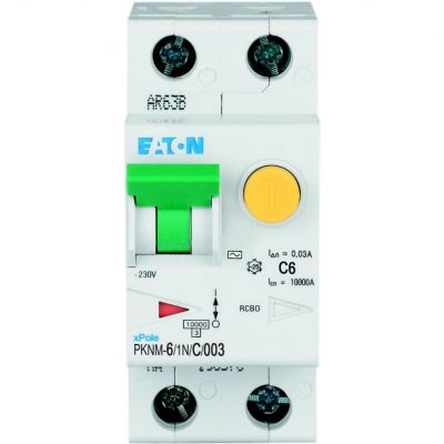 PKNM-6/1N/C/003-MW Wyłącznik różnicowonadprądowy 1P+N C6A 30mA typ AC 236017 EATON (236017)