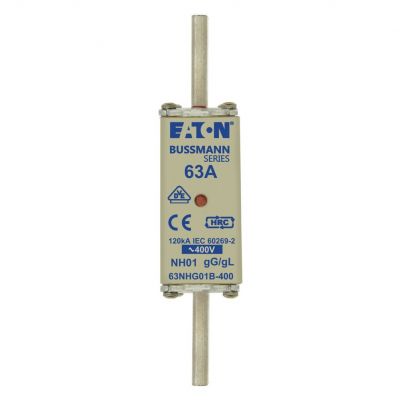 NH FUSE 63A 400V GG/GL SIZE 01 Wkładka NH01 63A 400V GL/GG podwójny wskaźnik 63NHG01B-400 EATON (63NHG01B-400)