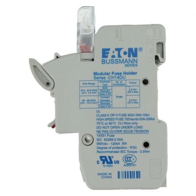 3 Pole 14x51 MFH Micro Switch Podstawa wkładki cylindrycznej 14x51 3P 50A 690VAC mikroprzekaźnik CH143DMSU-F EATON (CH143DMSU-F)