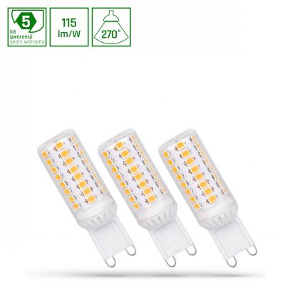 Żarówka LED ściamnialna G9 /3szt./ 230V 4W CW b. zimna 5 lat gw. Spectrum LED (WOJ+14486_4W)
