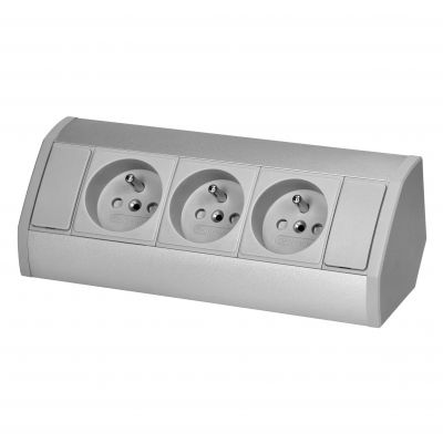 Gniazdo meblowe 3x2P+Z, szaro-srebrne (OR-GM-9001/G)