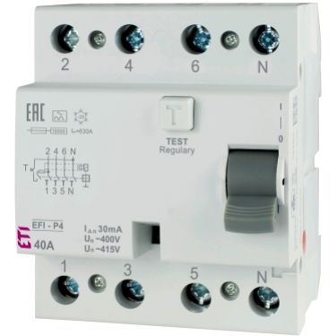 Wyłącznik różnicowoprądowy EFI-P4 A 16/0.03 3P+N  16A 30mA Typ A 002061510 ETI (002061510)