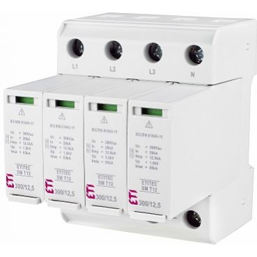 Ogranicznik przepięć T1+T2 (B+C) - bez prądu upływu ETITEC SM T12 300/12,5 4+0 002440546 ETI (002440546)