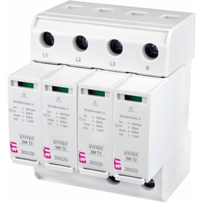 Ogranicznik przepięć T2 (C) - bez prądu upływu ETITEC SM T2 300/20 4+0 002440750 ETI (002440750)