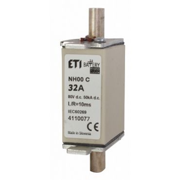 Wkładka topikowa NH do ochrony akumulatorów, magazynów energii DC NH00 gBat 100A 80V DC 004110082 ETI (004110082)