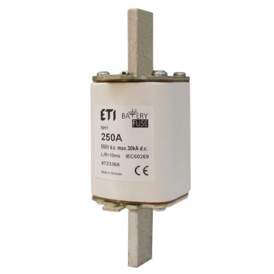 Wkładka topikowa NH do ochrony akumulatorów, magazynów energii DC NH2 gBat 400A 550V DC 004724267 ETI (004724267)