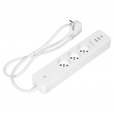 Przedłużacz z 3 gniazdami z uziemieniem i wyłącznikiem 2xUSB Tuya Smart Wi-Fi biały ORNO (OR-SH-17520/W)