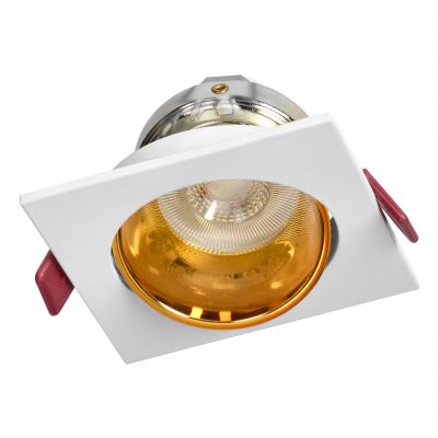 FONDI SC ramka dekoracyjna oprawy punktowej, MR16/GU10 max 50W, kwadrat, stała, aluminiowa, biało-zł (AD-OD-6523/W-C)