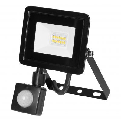 ALLED 10W Naświetlacz LED z PIR, 850lm, IP44, 4000K, Alu+szkło (FL/R-9)