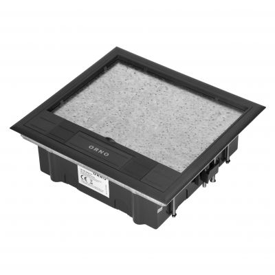 Puszka podłogowa na gniazda modułowe 6 x 45x45mm lub 12 x 22,5x45mm, pokrywa: materiał własny, czarn (OR-GP-9202/CF)