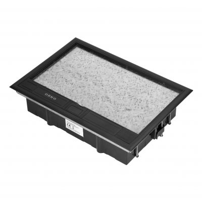 Puszka podłogowa na gniazda modułowe 8 x 45x45mm lub 16 x 22,5x45mm, pokrywa: materiał własny, czarn (OR-GP-9203/CF)