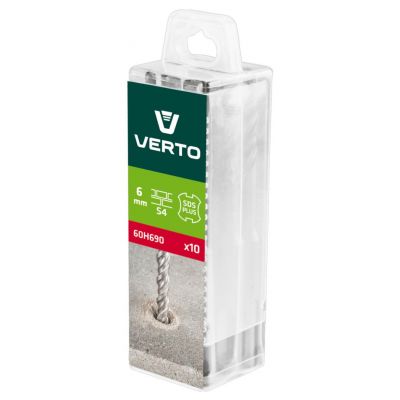 Wiertło do betonu SDS Plus, 6 x 110 mm, S4 x 10 szt, VERTO 60H690 GTX (60H690)