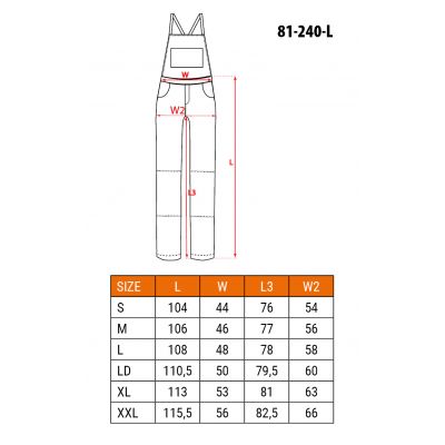 Spodnie robocze na szelkach rozmiar L/52 NEO 81-240-L GTX (81-240-L)