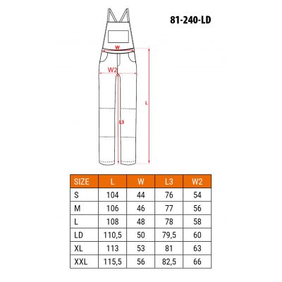 Spodnie robocze na szelkach rozmiar LD/54 NEO 81-240-LD GTX (81-240-LD)