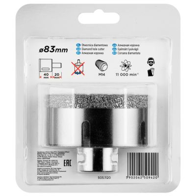 Otwornica diamentowa 83mm x M14 55H317 GRAPHITE (55-317)
