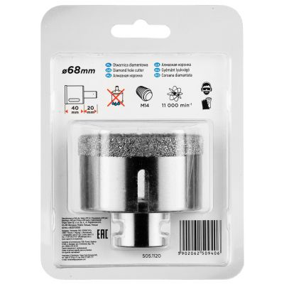 Otwornica diamentowa do szlifierki 68 mm x M14 55H315 GRAPHITE (55-315)