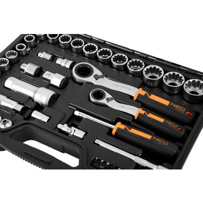 Zestaw nasadek przelotowych 1/4 + 3/8, 46 SZT NEO TOOLS 10-019 GTX (10-019)
