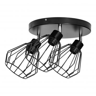 PINO 3P E27 oprawa ścienno-sufitowa max. 3x60W czarna podstawa okrągła ruchome głowice lampy j ORNO (AD-LD-6370BE27M)