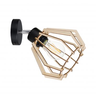 Kinkiet SOLIN 1P E27, max.60W, czarny, drewno (AD-LD-6382BE27D)