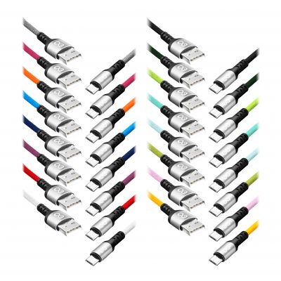 Kabel USB - micro USB eXc BRAID, 1.2m (2.4A, szybkie ładowanie), kolor mix*, bez opakowania (CABEXCBRAIMUSB1.2BO)