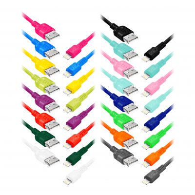 Kabel USB - Lightning eXc WHIPPY, 0.9M (2,4A, szybkie ładowanie), kolor mix CABEXCWHILIGH0.9MIX2 ORNO (CABEXCWHILIGH0.9MIX2)