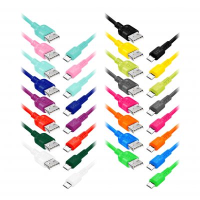Kabel USB - micro USB eXc WHIPPY, 0.9M (3A, szybkie ładowanie), kolor mix CABEXCWHIMUSB0.9MIX2 ORNO (CABEXCWHIMUSB0.9MIX2)