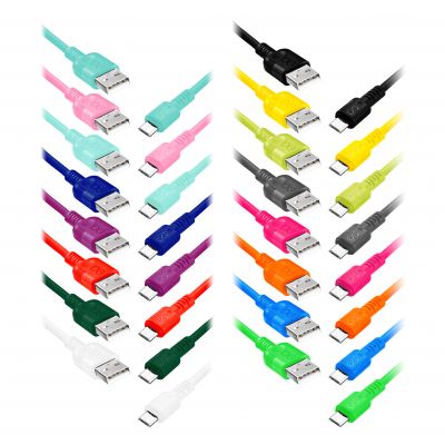 Kabel USB - micro USB eXc WHIPPY, 2M, (3A, szybkie ładowanie), kolor mix CABEXCWHIMUSB2.0MIX2 ORNO (CABEXCWHIMUSB2.0MIX2)