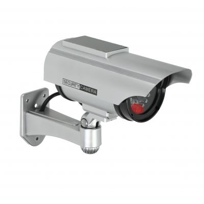 Atrapa kamery monitorującej CCTV, bateryjna, srebrna , z panelem solarnym (CD-2/G)