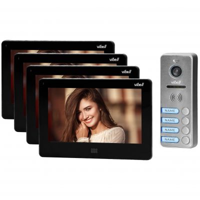 Zestaw wideodomofonowy 4-rodzinny, bezsłuchawkowy kolor, LCD 7 cal dotykowy, menu OSD, pamięć, gniazdo ORNO (OR-VID-EX-1066/B)