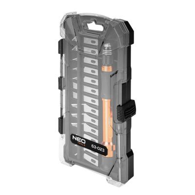 Nóż precyzyjny skalpel z wymiennym ostrzem zestaw w pudełku 14 szt. NEO GTX (63-023)