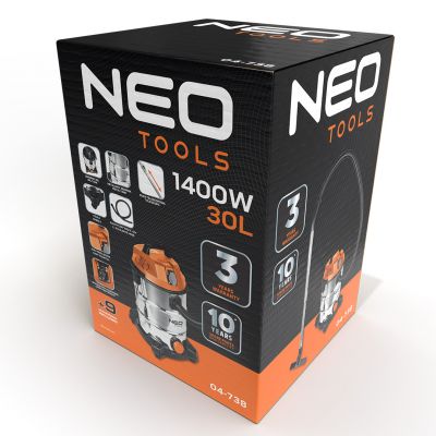 Odkurzacz 1400W 30l na sucho i mokro + osprzęt 04-738 NEO TOOLS GTX (04-738)