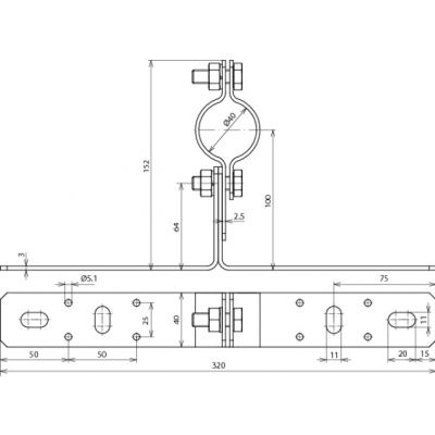 Element mocujący do rur fi 40 mm, stal nierdzewna NIRO (105140)