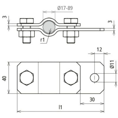 Obejma uziemiająca do rur 1 1/4&quot;, St/tZn (410114)