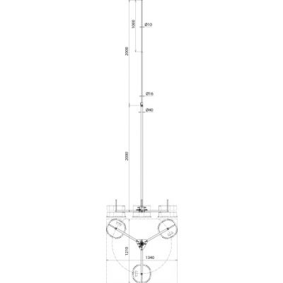 Iglica odgromowa fi 40/16/10 mm dł. 4000 mm Al ze statywem St/tZn, bez podstaw betonowych (105400)