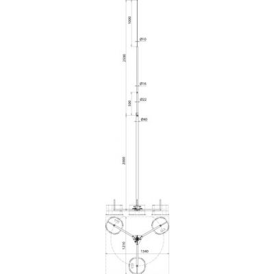 Iglica odgromowa fi 40/16/10 mm dł. 4500 mm Al ze statywem St/tZn, bez podstaw betonowych (105450)
