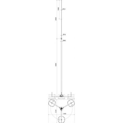 Iglica odgromowa fi 40/16/10 mm dł. 5000 mm Al ze statywem St/tZn, bez podstaw betonowych (105500)