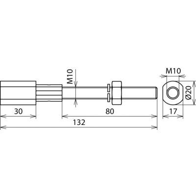 Adapter przedłużający o dł. 130 mm z gwintem M10 do wypustu uziemiającego, stal nierdzewna NIRO (V4A (478699)